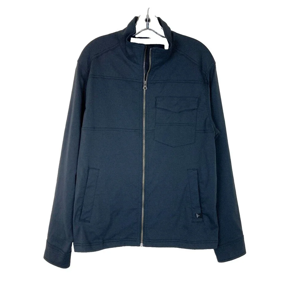 prAna Men's Zip Up Jacket Born From the Experience Size M Black Nylon